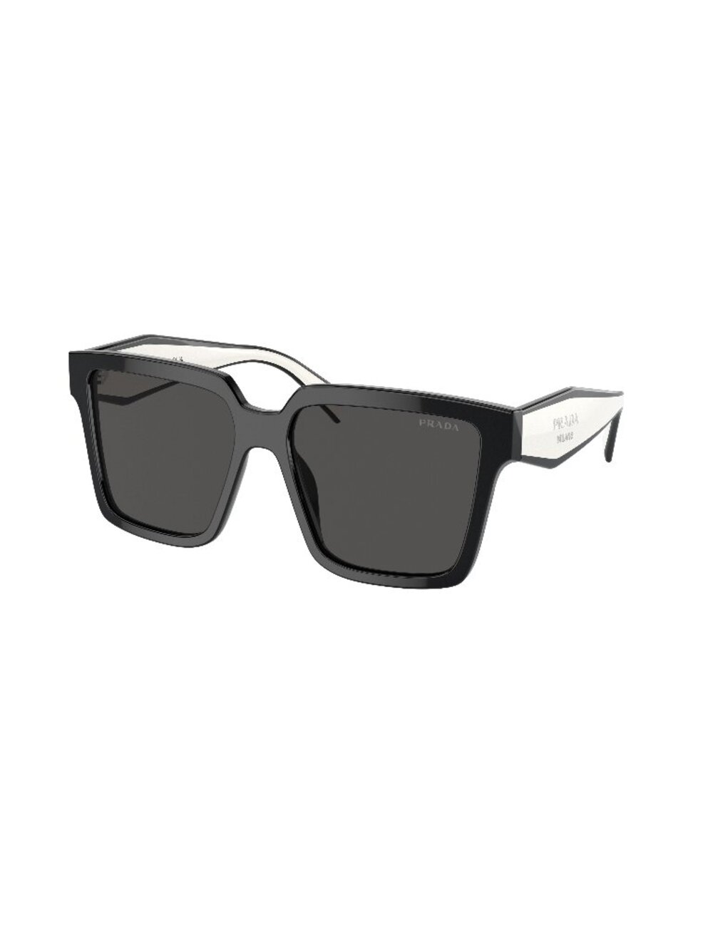 New Prada Women's Sunglasses Black Square Grey Lens Acetate Frame PR 24ZS 1AB5S0